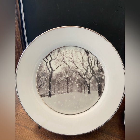 Set Of 4 Williams-Sonoma Snowing Scene Plates, 8" Diameter (Rare) - Picture 3 of 6